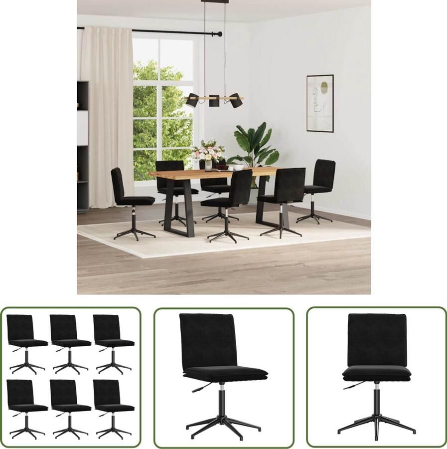 The Living Store Eetkamerstoelen 6 st fluweel zwart Eettafelstoel Eetkamerstoel Velours Stoel Zwarte Stoel Luxe Stoel