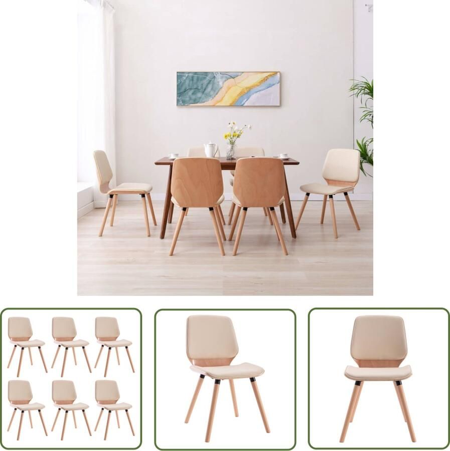 The Living Store Eetkamerstoel Set Kunstleer Crème 48x62.5x85 cm Ergonomisch Eetkamerstoelen Kunstleder Meubels Creme Meubels Comfortabele Stoelen Ergonomische Stoelen - Foto 2
