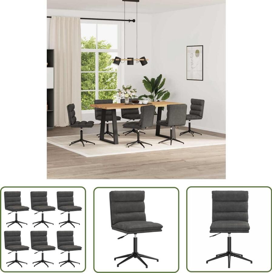 The Living Store Eetkamerstoelen 6 st kunstleer zwart Eettafelstoel Eetkamerstoel Kunstlederen Stoel Zwarte Stoel Comfortabele Stoel