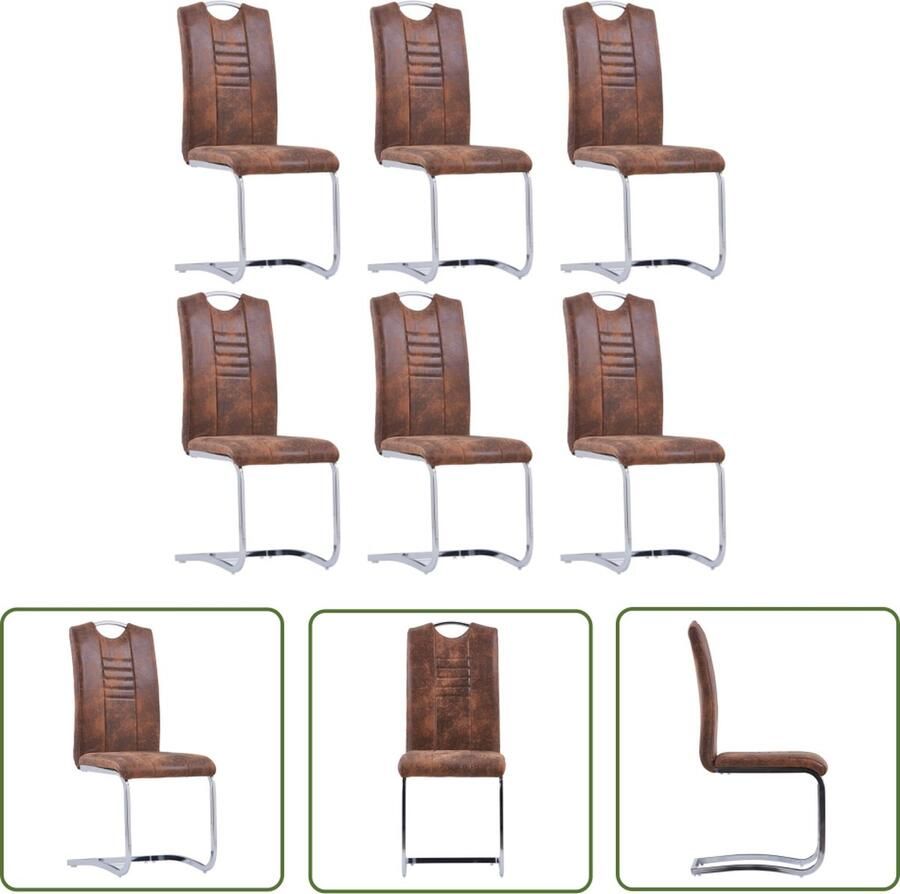 The Living Store Eetkamerstoelenset Zwevend Eetstoelen 42x52x100 cm Ken- Trendy en modern Kleur- Bruin Draagvermogen- 110 kg Eetkamerstoelen Kunstleder Meubels Bruine Stoelen Moderne Stoelen Comfortabele Stoelen - Foto 3