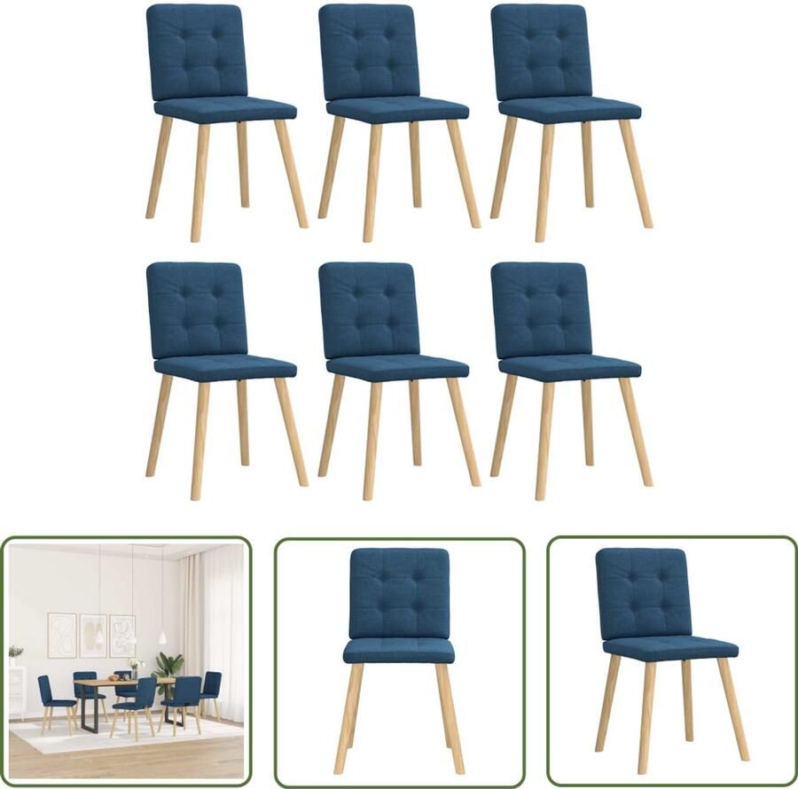 The Living Store Eetkamerstoelen 6 st stof blauw Eettafelstoel Eetkamerstoel Blauwe Stoel Velours Stoel Modern Meubilair