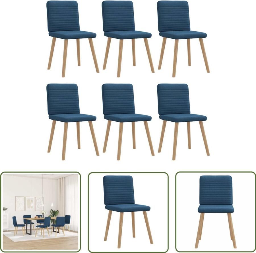 The Living Store Eetkamerstoelen 6 st stof blauw Eettafelstoel Eetkamerstoel Velours Stoel Blauwe Stoel Comfortabele Stoel