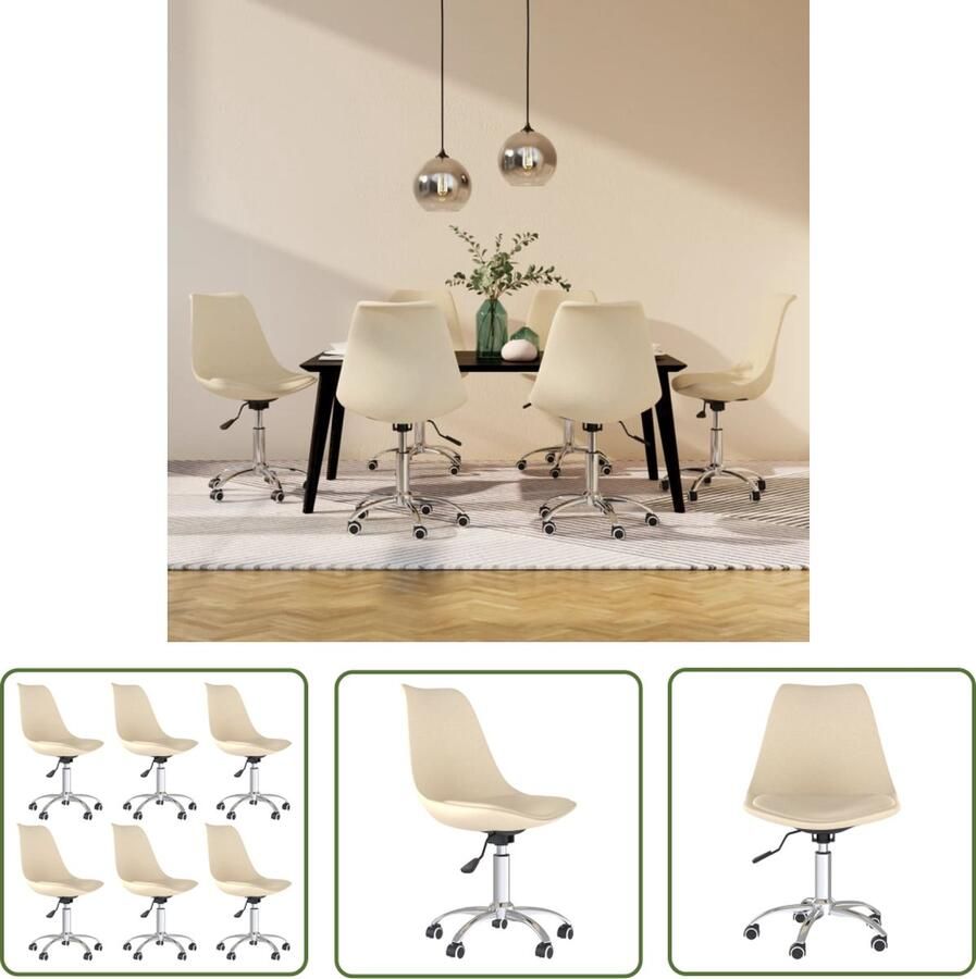 The Living Store Draaibare Eetkamerstoelen Crème 48 x 58 cm Gasveermechanisme Eetkamerstoelen Draaibare Stoelen Creme Meubels Luxe Stoelen Eetkamersets - Foto 2