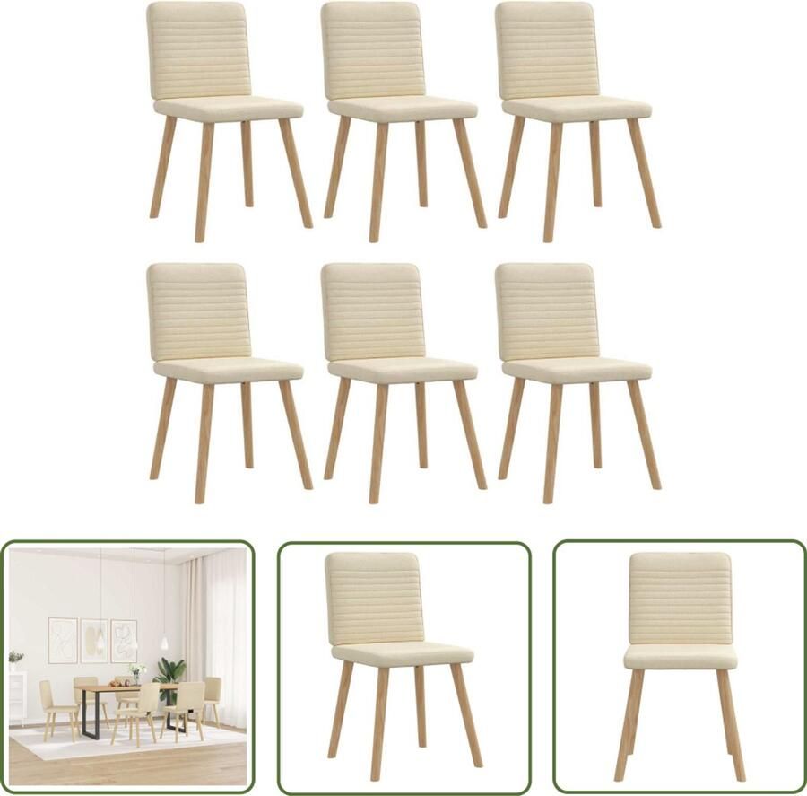The Living Store Eetkamerstoelen 6 st stof crèmekleurig Eettafelstoel Eetkamerstoel Krukken Comfortabele Stoel Elegante Stoel