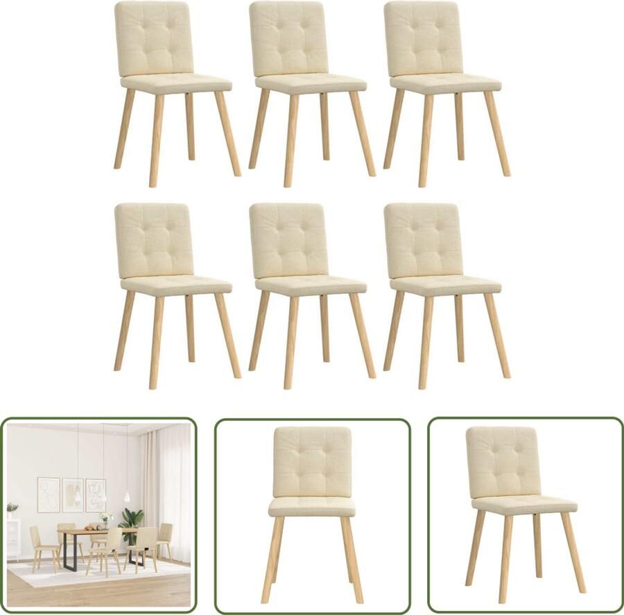 The Living Store Eetkamerstoelen 6 st stof crèmekleurig Eettafelstoel Eetkamerstoel Comfortabele Stoel Moderne Stoel Elegante Stoel