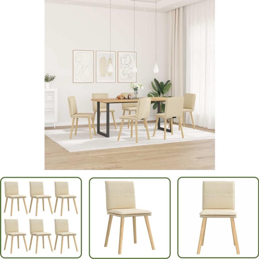The Living Store Eetkamerstoelen 6 st stof crèmekleurig Eettafelstoel Eetkamerstoel Comfortabele Stoel Luxe Stoel Creme Kleur