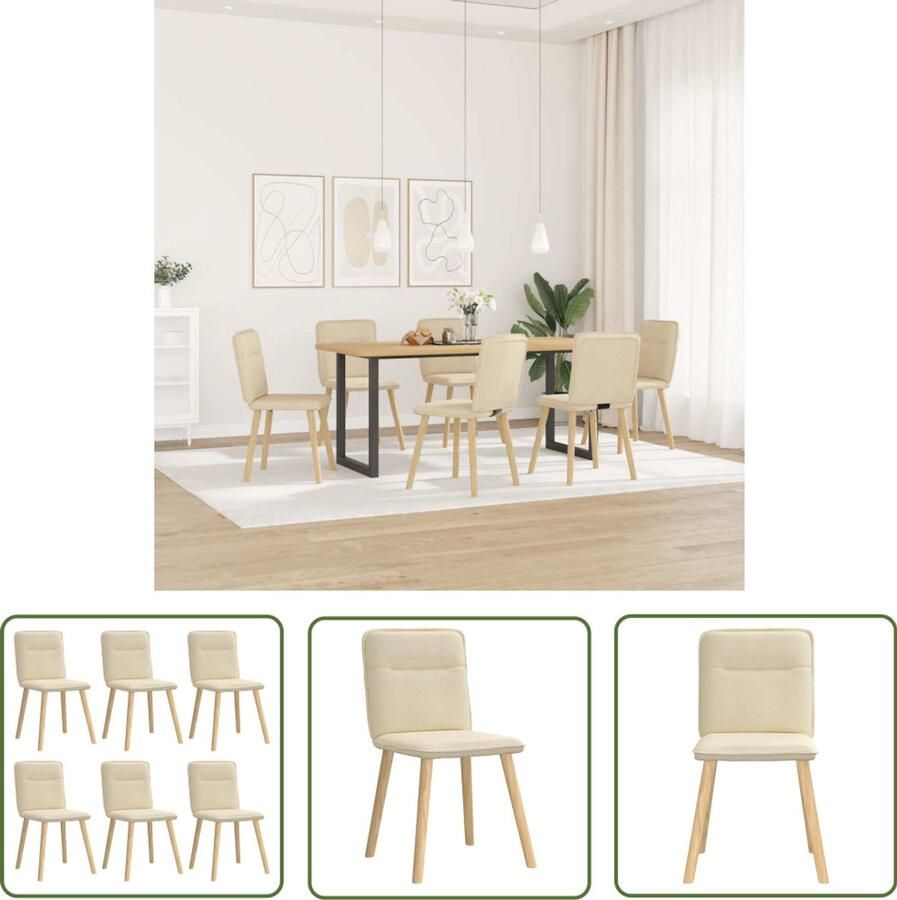 The Living Store Eetkamerstoelen 6 st stof crèmekleurig Eettafelstoel Eetkamerstoel Krukken Dining Chair Salontafel