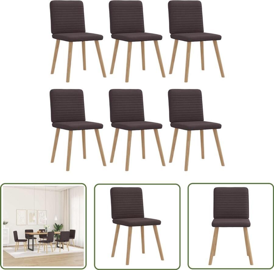 The Living Store Eetkamerstoelen 6 st stof donkerbruin Eettafelstoel Eetkamerstoel Donkere Stoel Comfortabele Stoel Moderne Stoel