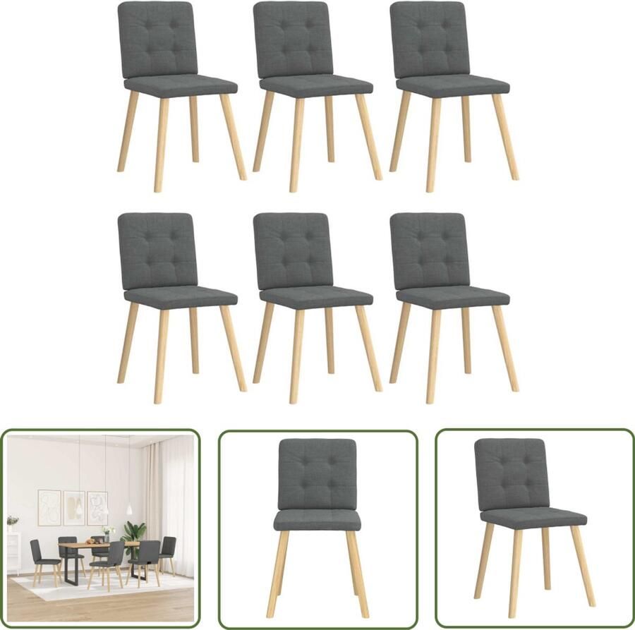 The Living Store Eetkamerstoelen 6 st stof donkergrijs Eettafelstoel Eetkamerstoel Donkere Stoel Velours Stoel Comfortabele Stoel