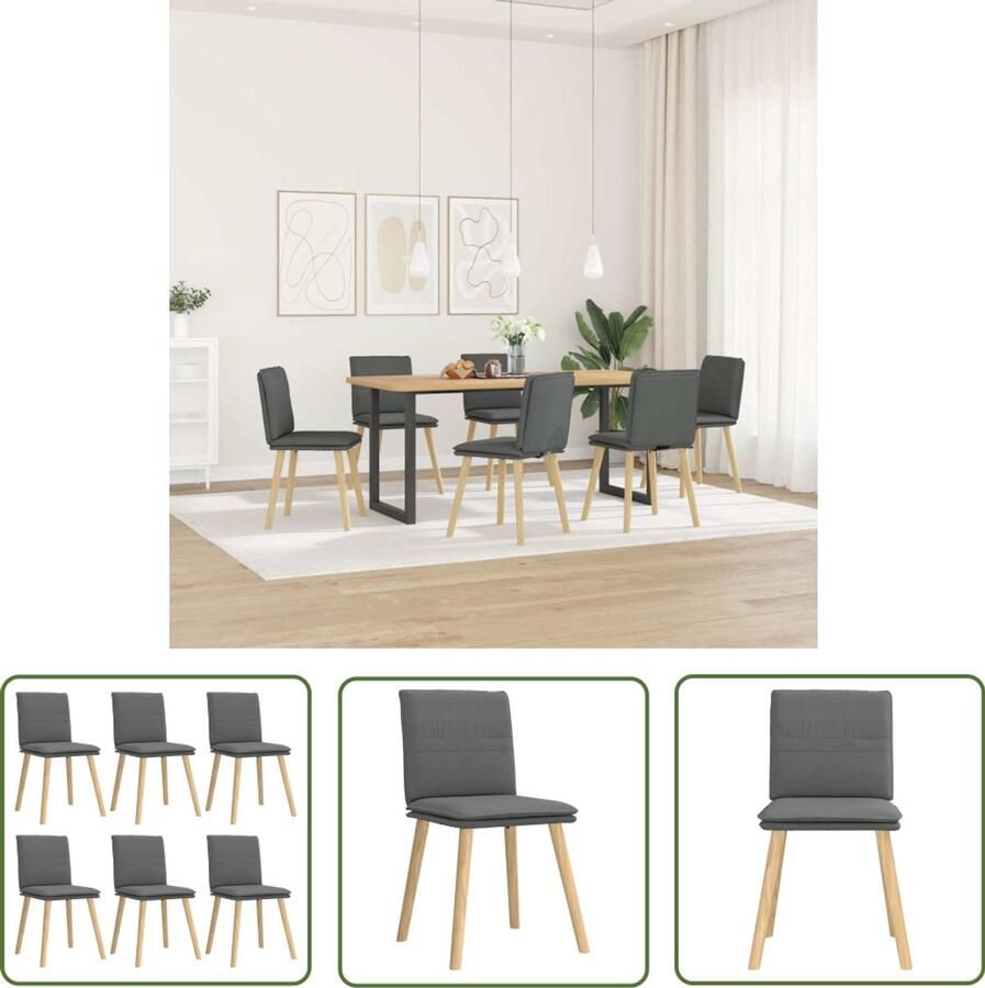 The Living Store Eetkamerstoelen 6 st stof donkergrijs Eettafelstoel Eetkamerstoel Donkere Stoel Comfortabele Stoel Modern Meubilair