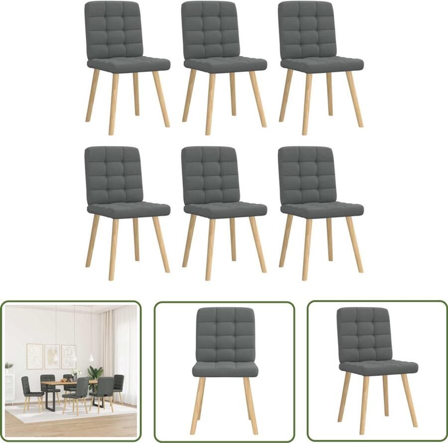 The Living Store Eetkamerstoelen 6 st stof donkergrijs Eettafelstoel Eetkamerstoel Donkere Stoel Moderne Stoel Comfortabele Stoel - Foto 2