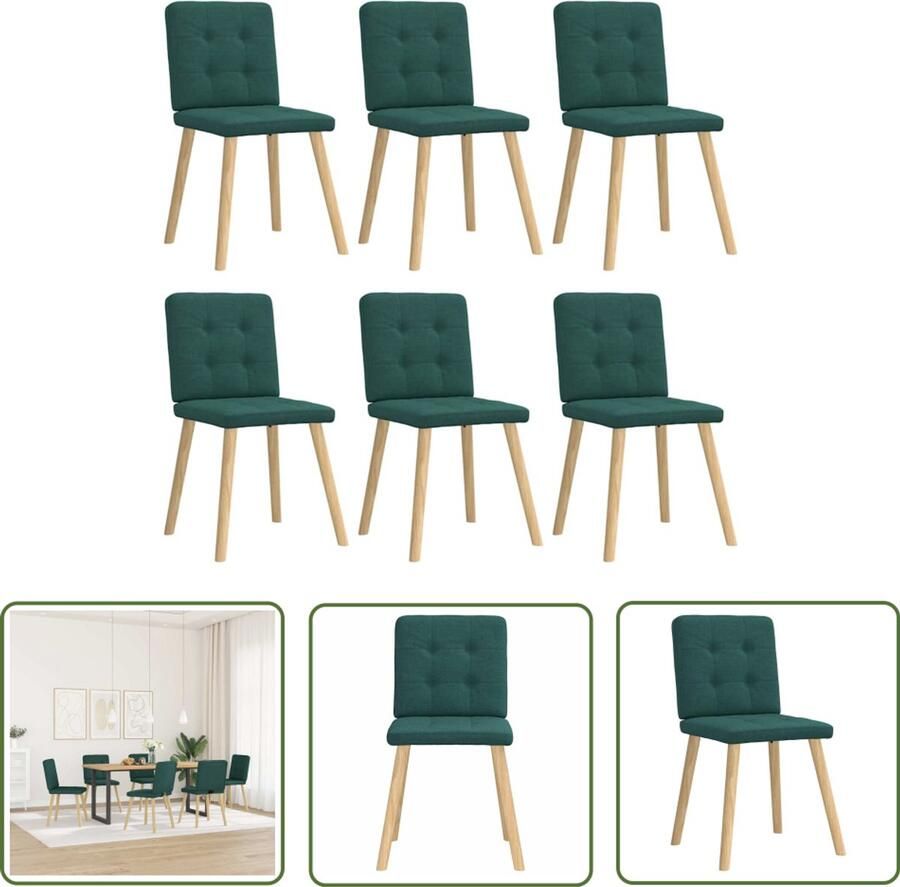 The Living Store Eetkamerstoelen 6 st stof donkergroen Eettafelstoel Eetkamerstoel Velours Stoel Donkere Stoel Moderne Stoel