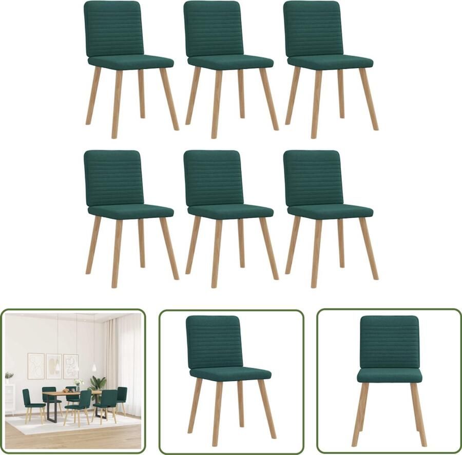 The Living Store Eetkamerstoelen 6 st stof donkergroen Eettafelstoel Eetkamerstoel Donkergroene Stoel Velours Stoel Moderne Stoel
