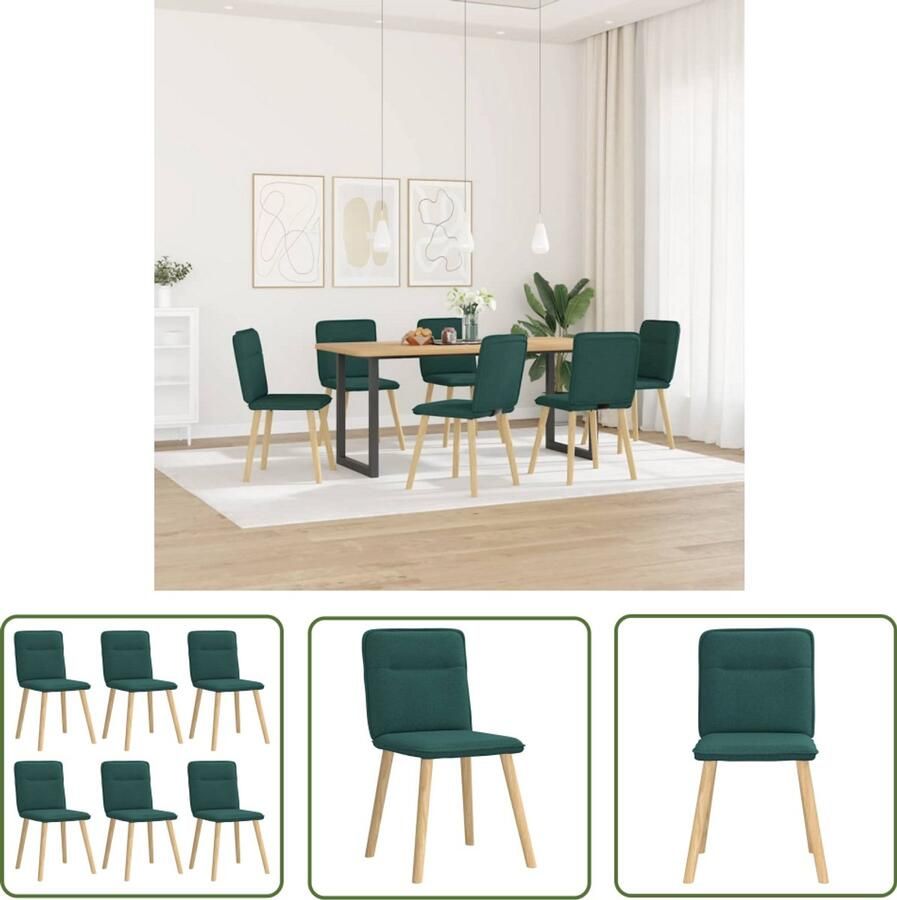 The Living Store Eetkamerstoelen 6 st stof donkergroen Eetzalen Stoelen Eetkamer Meubels Comfortabele Stoelen Moderne Stoelen Donkere Stoelen