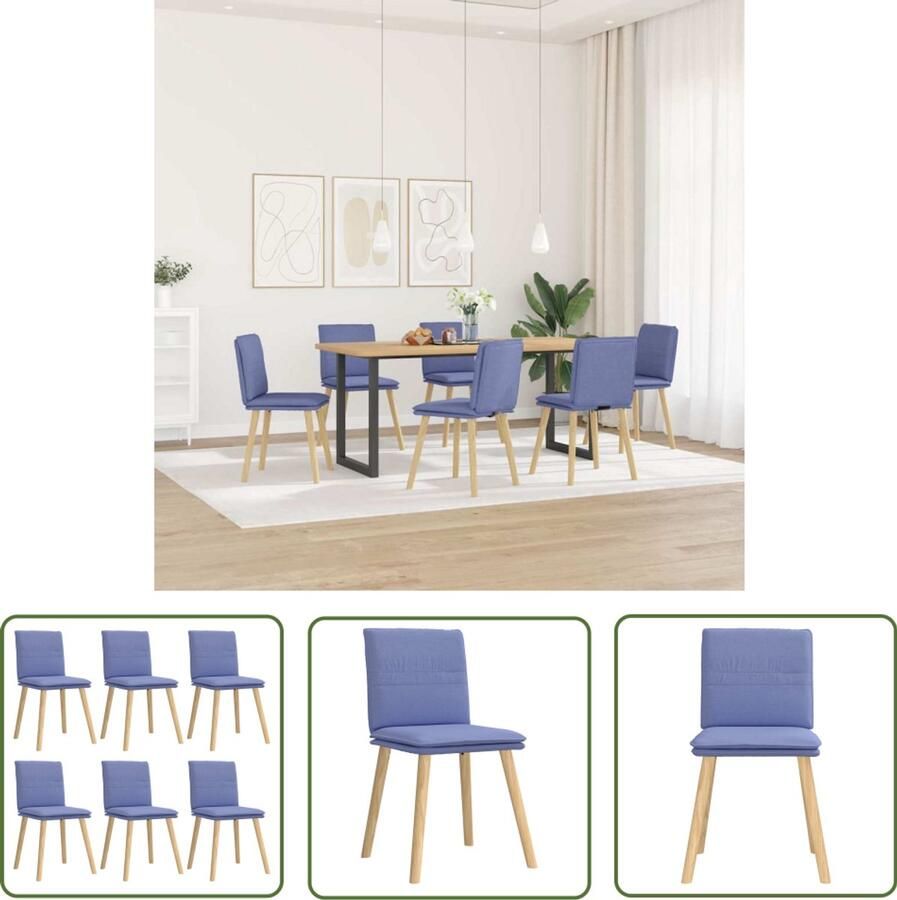 The Living Store Eetkamerstoelen 6 st stof jeansblauw Eettafelstoel Eetkamerstoel Jeansblauwe Stoel Comfortabele Stoel Modern Meubilair
