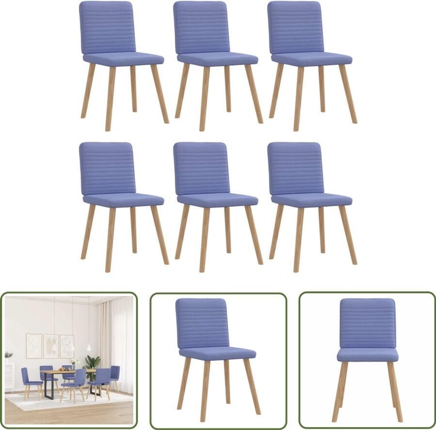 The Living Store Eetkamerstoelen 6 st stof jeansblauw Eettafelstoel Eetkamerstoel Jeansblauwe Stoel Velours Stoel Modern Meubilair