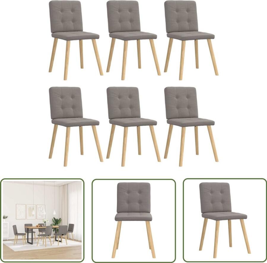 The Living Store Eetkamerstoelen 6 st stof taupe Eettafelstoel Eetkamerstoel Comfortabele Stoel Luxe Stoel Taupe Stoel