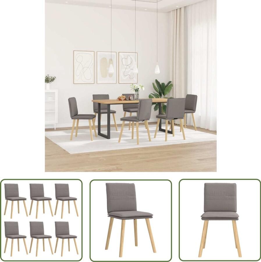 The Living Store Eetkamerstoelen 6 st stof taupe Eettafelstoel Eetkamerstoel Lounge Stoel Salontafelstoel Taupe Stoel