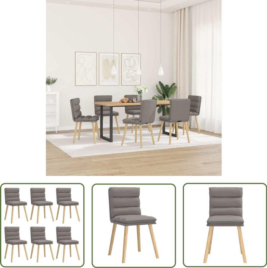 The Living Store Eetkamerstoelen 6 st stof taupe Eetzit Eetkamerstoel Comfortabele Stoel Lounge Stoel Taupestoel