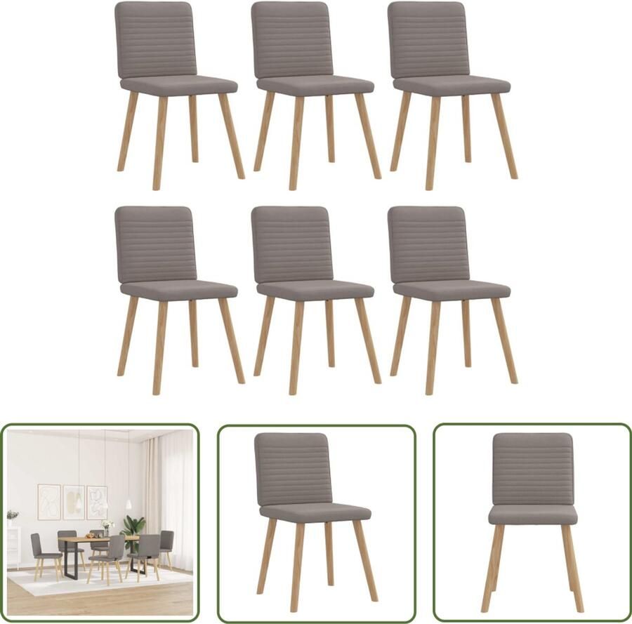 The Living Store Eetkamerstoelen 6 st stof taupe Eetzitcomfort Eetkamerstoel Comfortabele Stoel Moderne Stoel Taupe Stoel