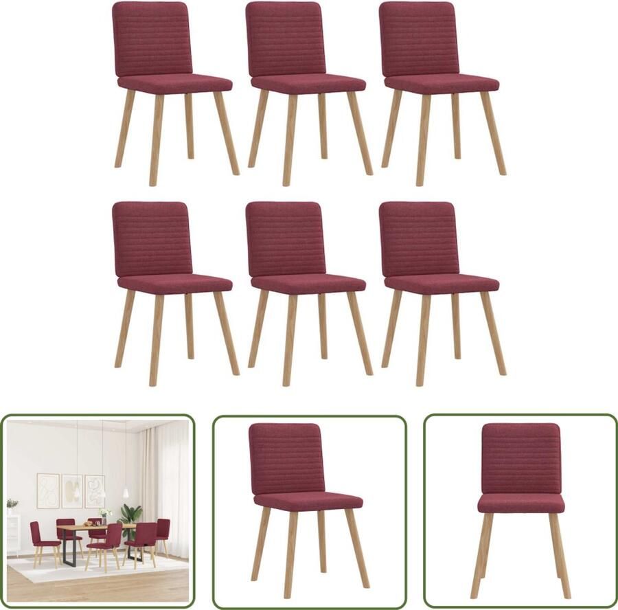 The Living Store Eetkamerstoelen 6 st stof wijnrood Eettafelstoel Eetkamerstoel Velours Stoel Rode Stoel Moderne Stoel