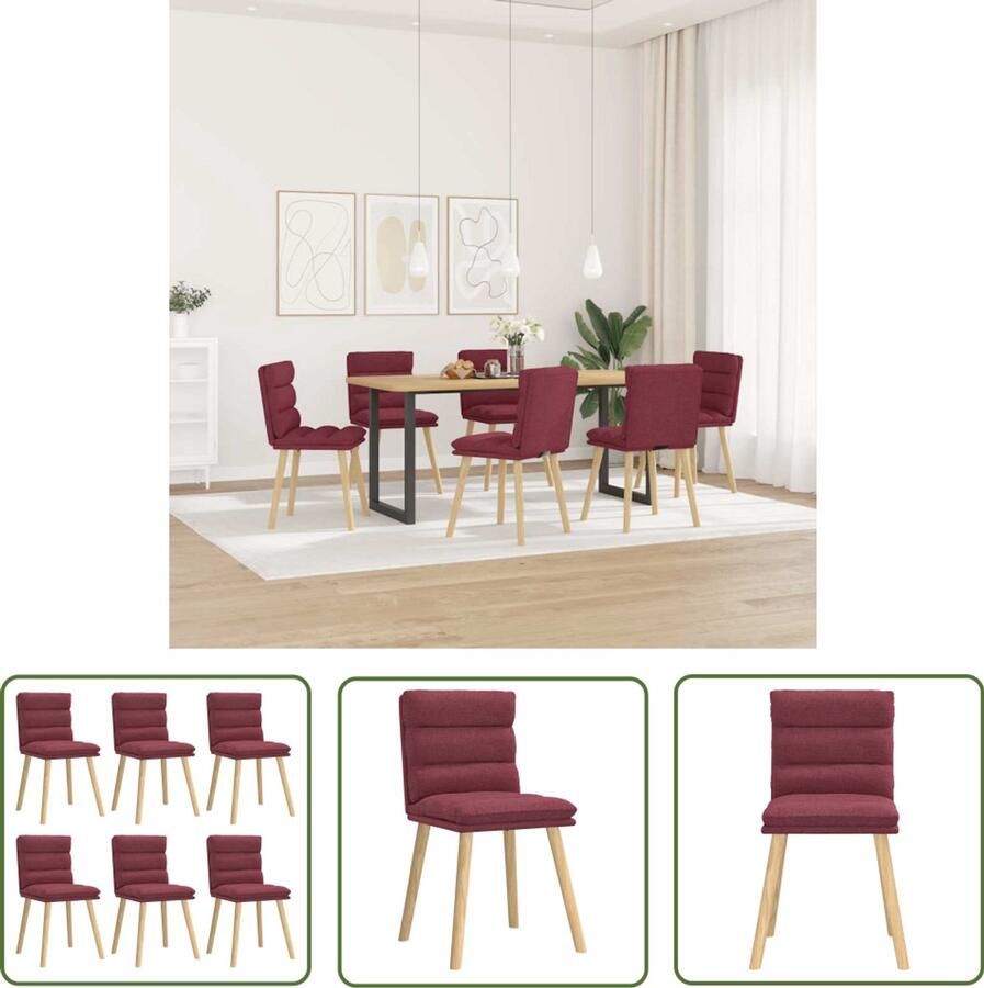 The Living Store Eetkamerstoelen 6 st stof wijnrood Eetzit Eetkamerstoel Comfortabele Stoel Wijnrood Meubilair Dining Chair