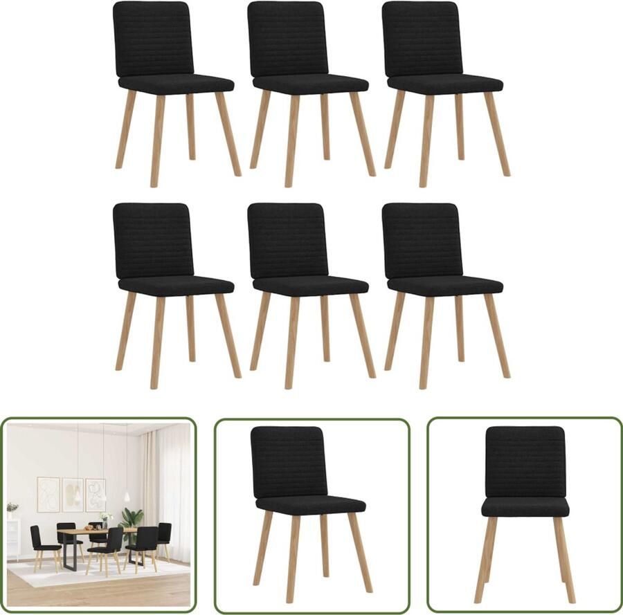 The Living Store Eetkamerstoelen 6 st stof zwart Eetzit Eetkamerstoel Zwarte Stoel Comfortabele Stoel Luxe Stoel