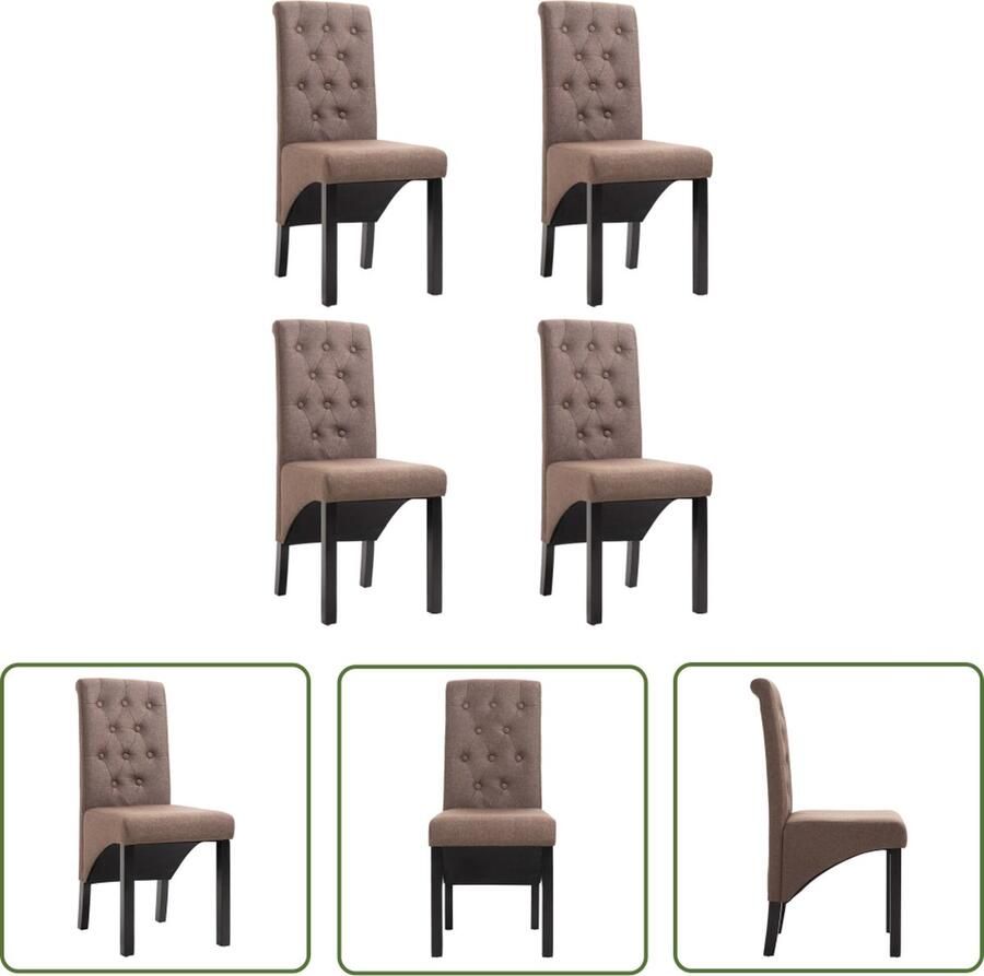 The Living Store Eetkamerstoelen Bruin 42 x 57 x 95 cm Stof en rubberwood frame - Foto 2