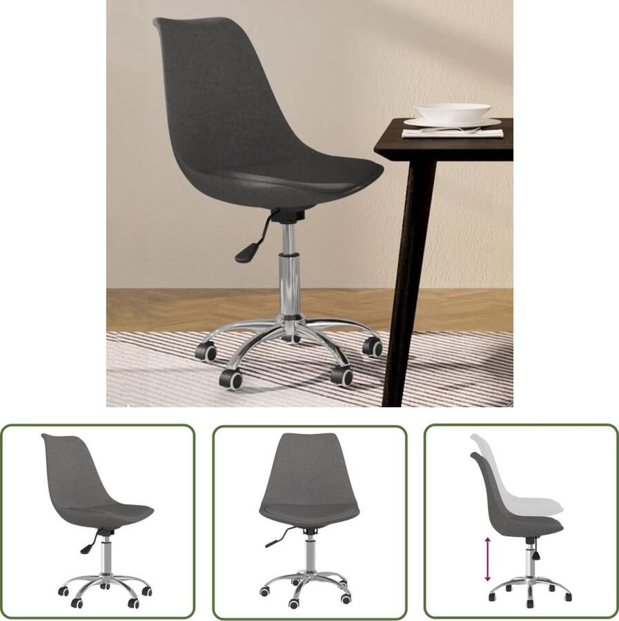 The Living Store Eetkamerstoelen Dichte Stof 48 x 58 x (81 93) cm Donkergrijs - Foto 2