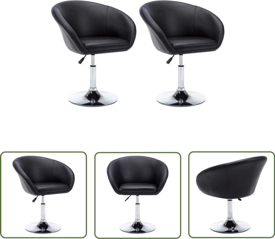 The Living Store Eetkamerstoelen draaibaar 2 st kunstleer zwart Eettafelstoel Eetkamerstoel Draaiend Stoel Kunstleder Stoel Zwarte Stoel