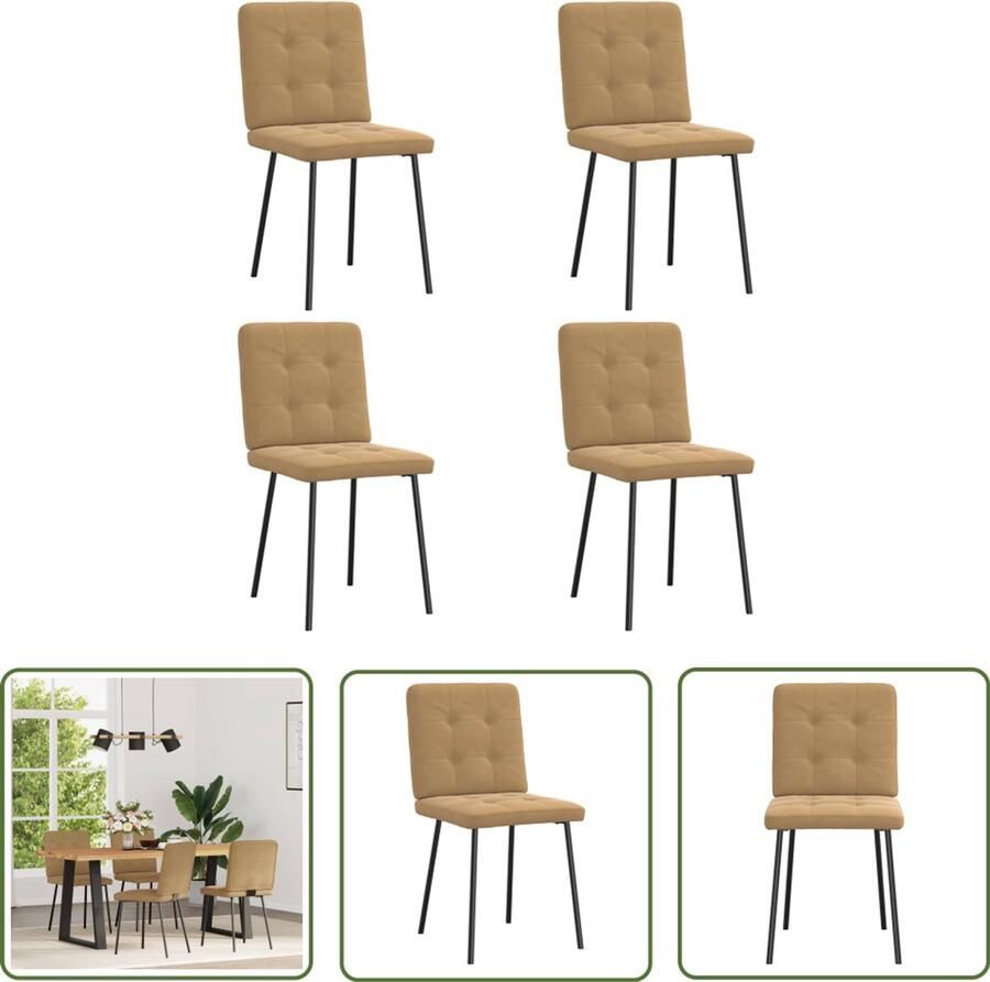 The Living Store Eetkamerstoelen draaibaar 4 st fluweel bruin Eettafelstoel Eetkamerstoel Velours Stoel Moderne Stoel Bruine Stoel