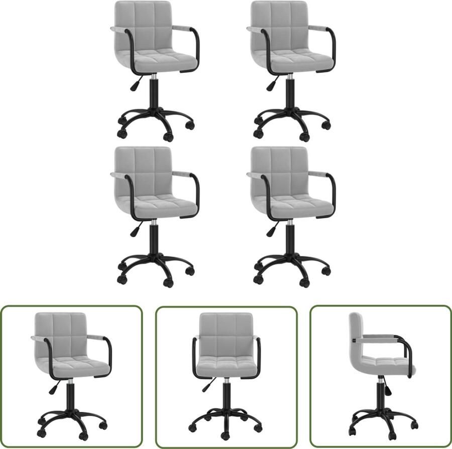 The Living Store Eetkamerstoelen draaibaar 4 st fluweel lichtgrijs Eettafel Stoel Eetkamerstoel Draaiende Stoel Fluweel Stoel Grijze Stoel