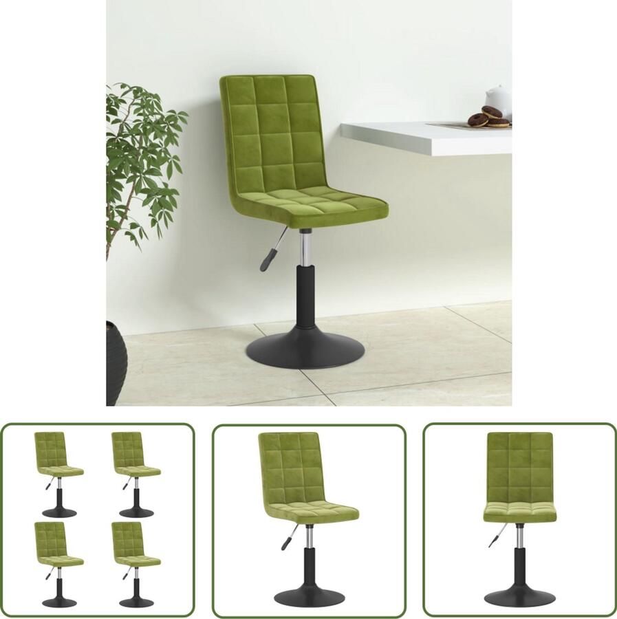 The Living Store Eetkamerstoelen draaibaar 4 st fluweel lichtgroen Draaibare Eetkamerstoel Fluweel Groen Eetkamerstoel Design Eetkamerstoel Comfortabele Eetkamerstoel