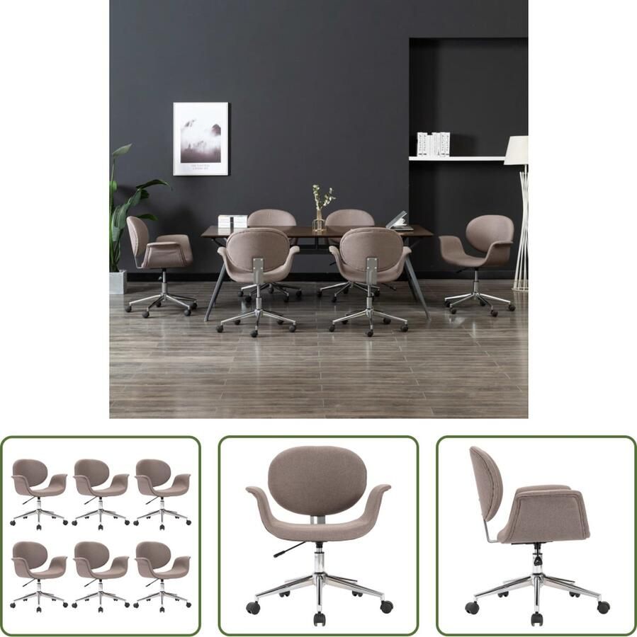 The Living Store Eetkamerstoelen Draaibaar Set van 6 Taupe 67 x 62 x 80-87.5 cm - Foto 2