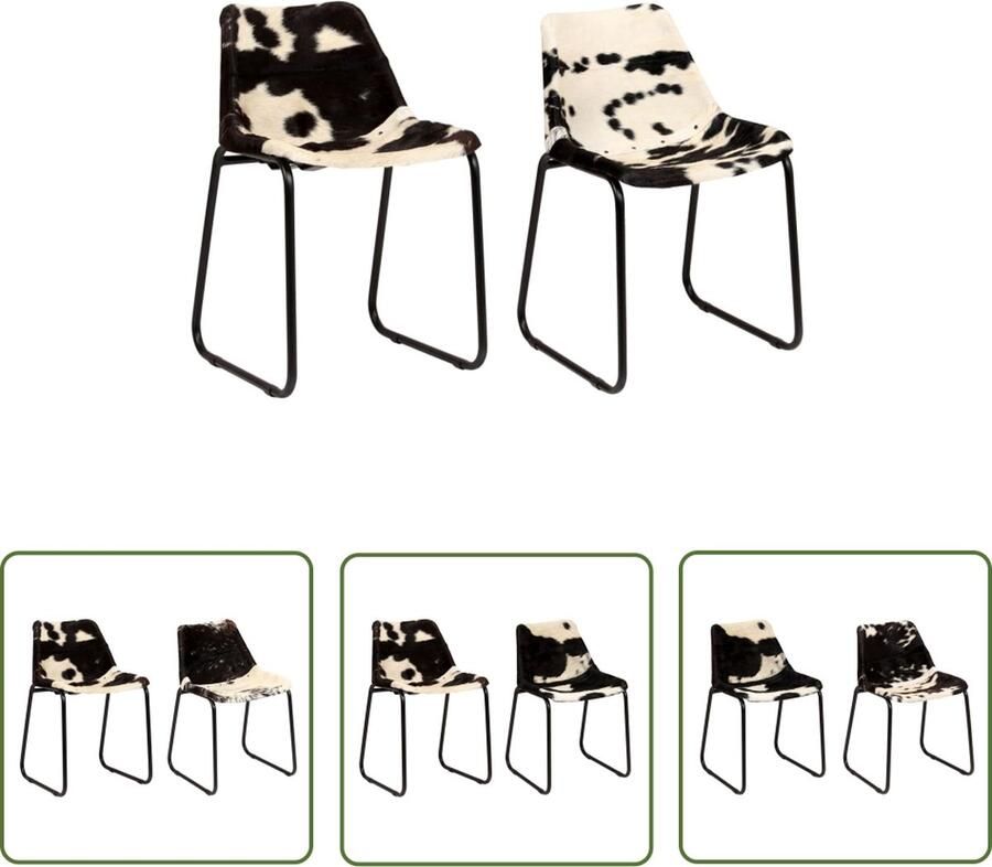 The Living Store Eetkamerstoelen echt geitenleer 2 st Eetkamerstoelen Lederen Stoelen Geitenleer Industrieel Meubilair Retro Stoelen