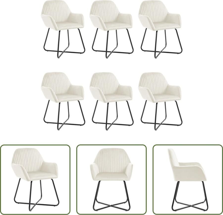 VidaXL Eetkamerstoelen 6 st fluweel crèmekleurig Eetkamerstoelen Fluweel Stoelen Creme Meubels Design Stoelen Ergonomische Stoelen
