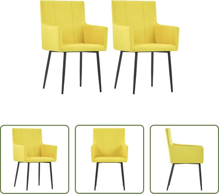 The Living Store Eetkamerstoelen Geel 52 x 59.5 x 93 cm Polyester 100% Eetkamerstoelen Stoelen Meubels Salontafel Woonkamerinrichting - Foto 3