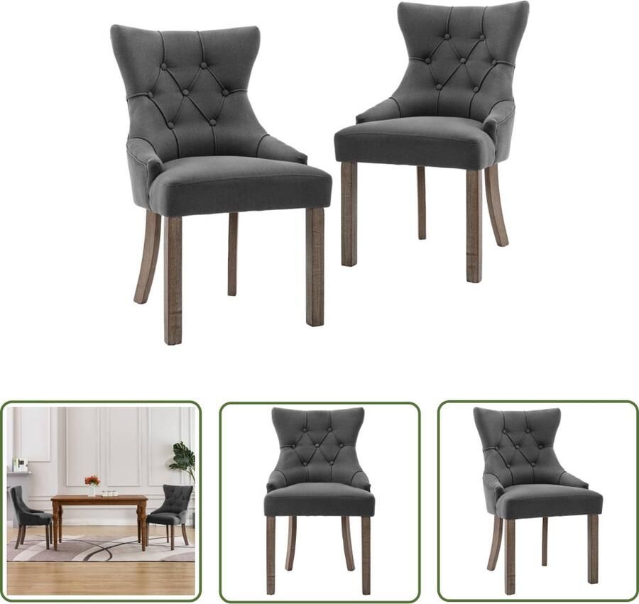 The Living Store eetkamerstoelen grijs 53 x 65 x 91 cm zachte stof Eetkamerstoelen Stof Stoelen Design Stoelen Moderne Stoelen Grijze Stoelen - Foto 2