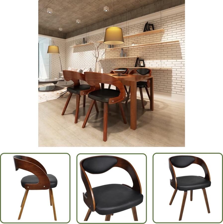 The Living Store Eetkamerstoelen Leer-composiet 52x48x75.5cm Ergonomisch Eetkamerstoelen Kunstleder Meubels Leren Stoelen Salontafel Dining Chairs - Foto 2