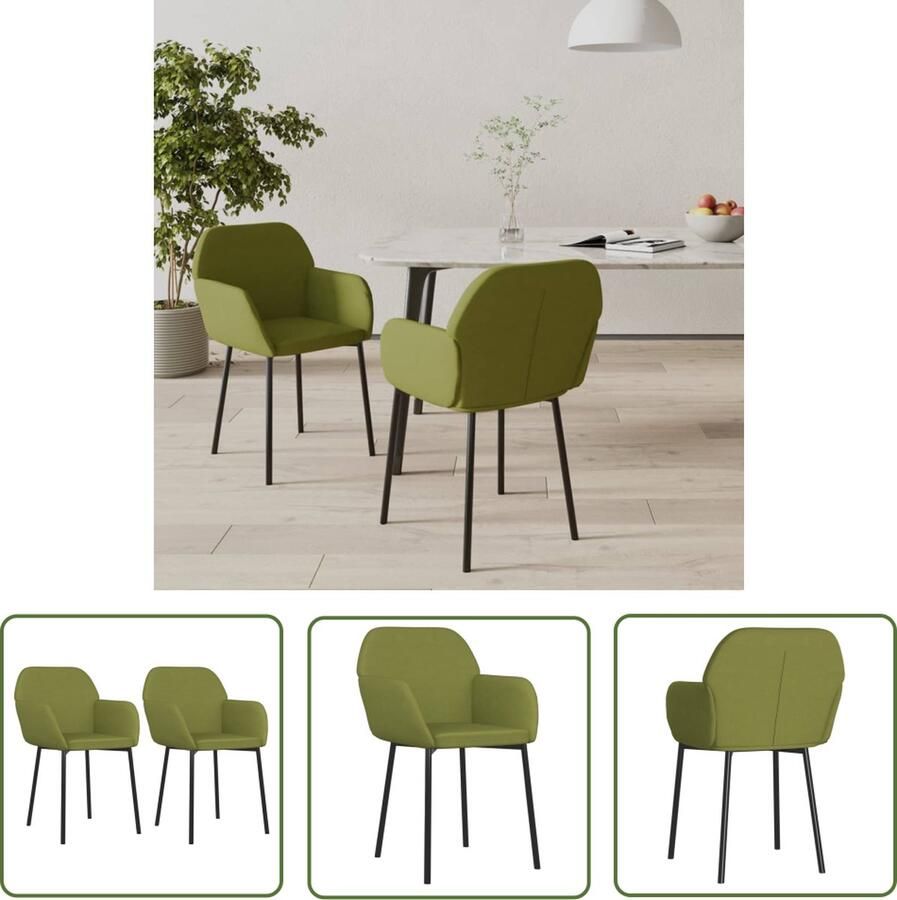 The Living Store Eetkamerstoelen Lichtgroen Fluweel 54x59x76 cm Comfortabel en hoogwaardig