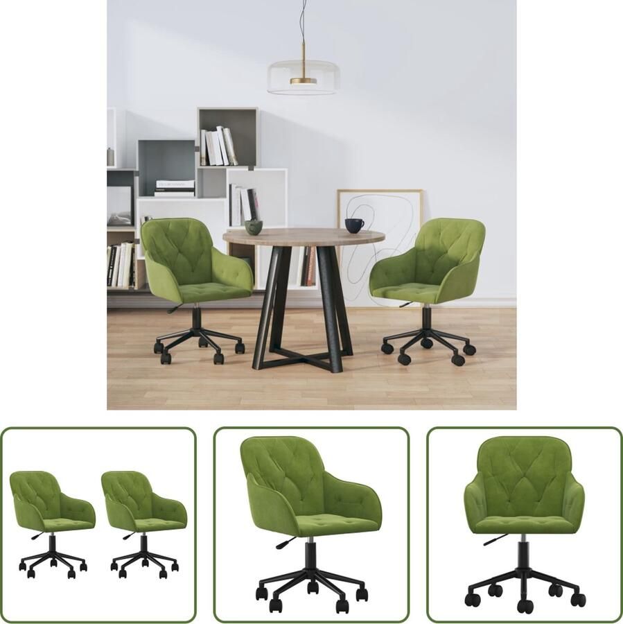 The Living Store Eetkamerstoelen Lichtgroen Fluweel Verstelbare Hoogte Stevig Metalen Frame 56x61x(78-86)cm Eetkamerstoelen Fluweel Stoelen Groene Stoelen Draaibare Stoelen Adjustable Height Chairs
