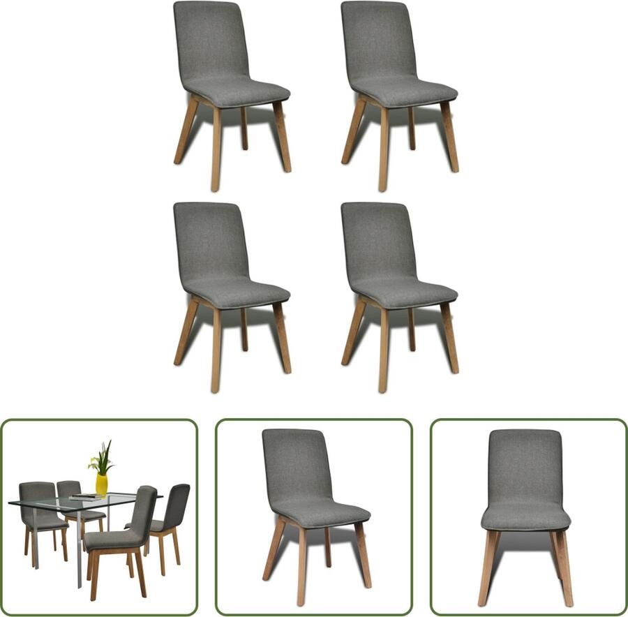 The Living Store Eetkamerstoelen Lightgrey (4st) 46x59x93cm Ergonomisch design - Foto 2