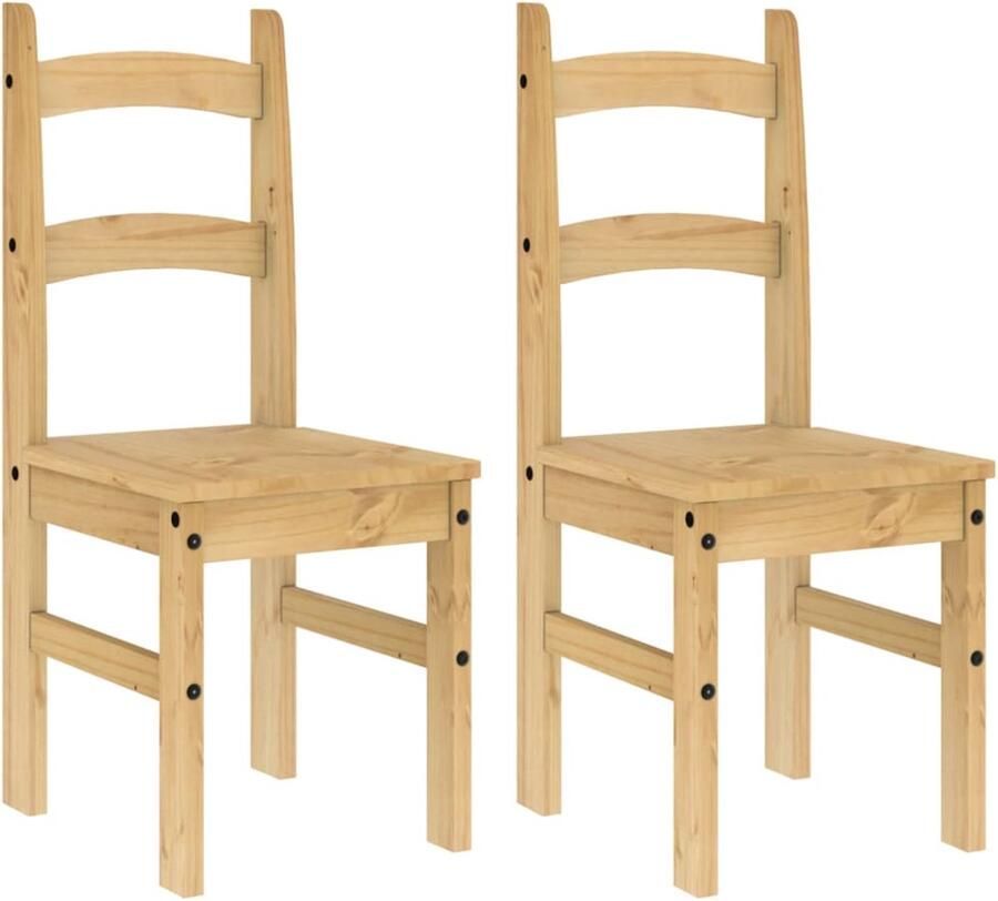 The Living Store Eetkamerstoelen Massief grenenhout 40 x 46 x 99 cm Rustieke uitstraling Eettafel Stoel Eetkamerstoel Grenenhouten Stoel Landelijke Stoel Vintage Stoel - Foto 2