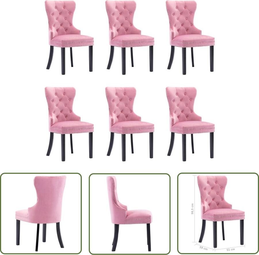The Living Store Eetkamerstoel Classic Fluweel 51x59x98.5 cm Roze Eetkamerstoel Fluweel Stoel Roze Stoel Design Stoel Vintage Stoel - Foto 3