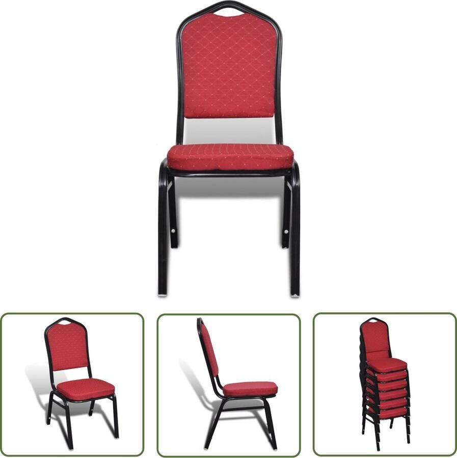 The Living Store Eetkamerstoelen Set Rood 40 x 41 x 88 cm Stapelbaar Comfortabel Multiplex en ijzer Eetkamerstoelen Rode Stoelen Multiplex Meubels Stapelbare Stoelen Comfortabele Stoelen - Foto 2