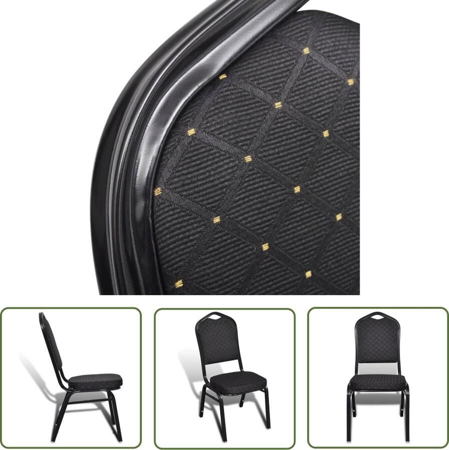 The Living Store Eetkamerstoelen Set Stapelbaar Multiplex en ijzer Zwart 40x41x88 cm Ergonomisch - Foto 2