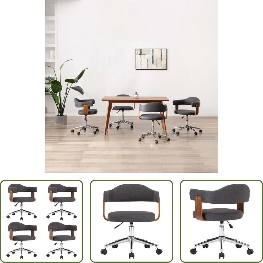 VidaXL The Living Store Eetkamerstoelen Set van 4 Grijs 49.5 x 51.5 x (94.5 115.5) cm - Foto 2