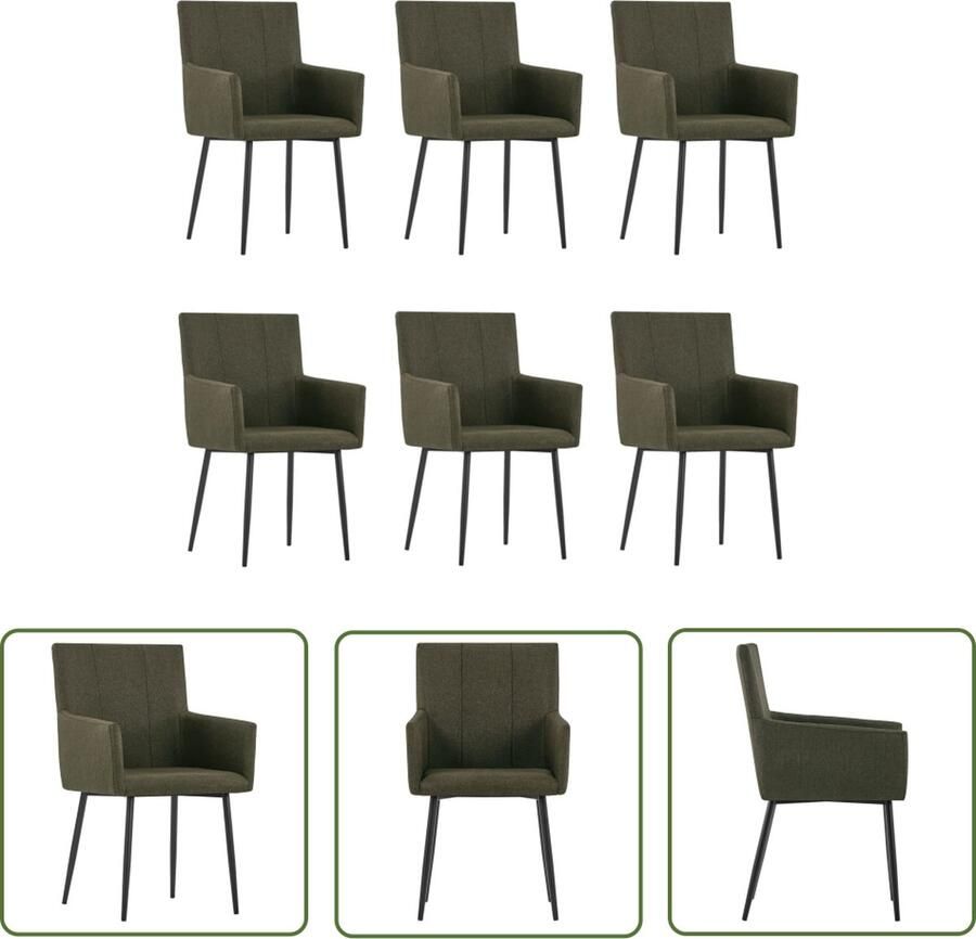 The Living Store Eetkamerstoelen Set van 6 Bruin 52 x 59.5 x 93 cm Stoffen bekleding - Foto 2