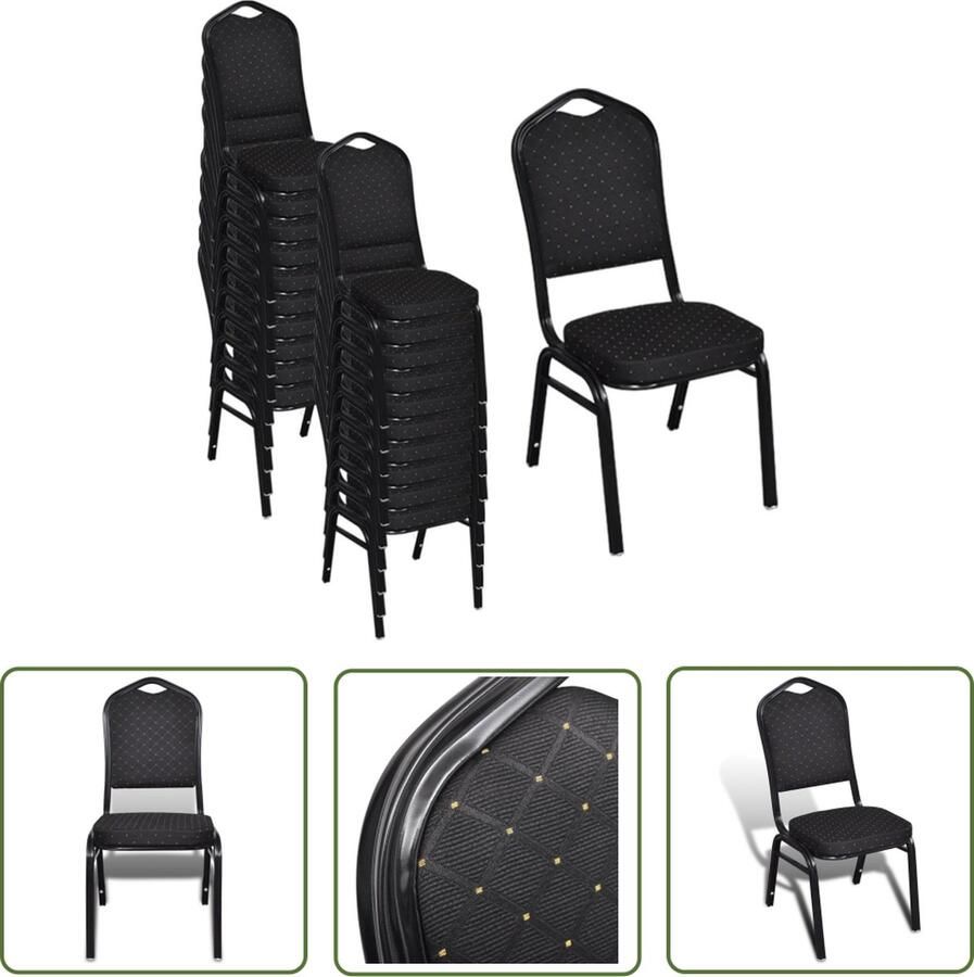 The Living Store Eetkamerstoelen Stapelbaar Multiplex IJzer 40x41x88 cm Zwart - Foto 2