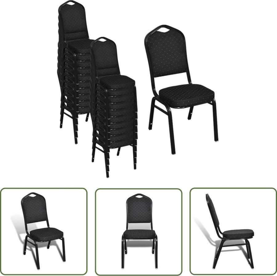 The Living Store Eetkamerstoelen Stapelbaar Multiplex IJzer 40x41x88 cm Zwart - Foto 3